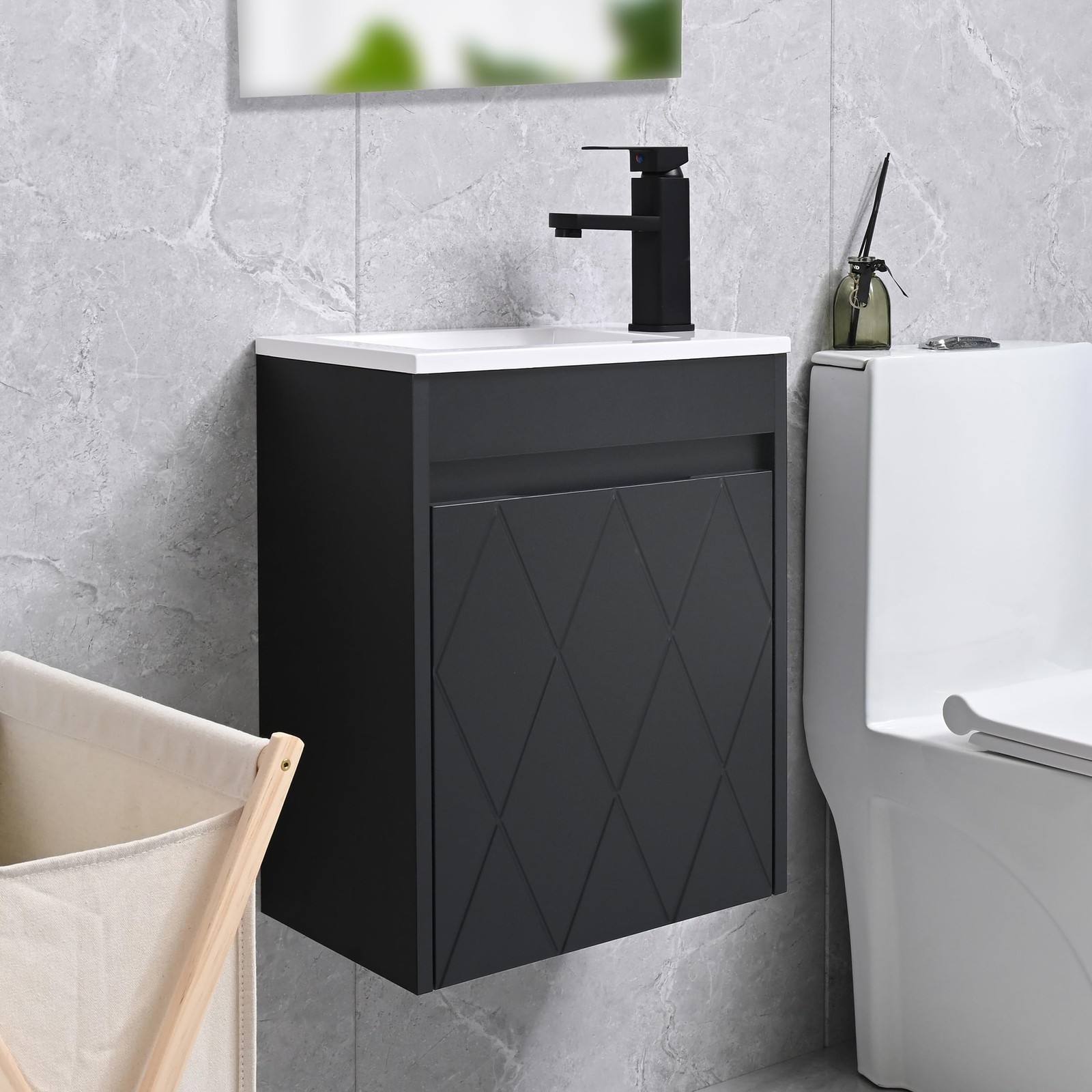16 Bathroom Vanity Sink Combo for Small Space, Wall Mounted Bathroom Cabinet Set