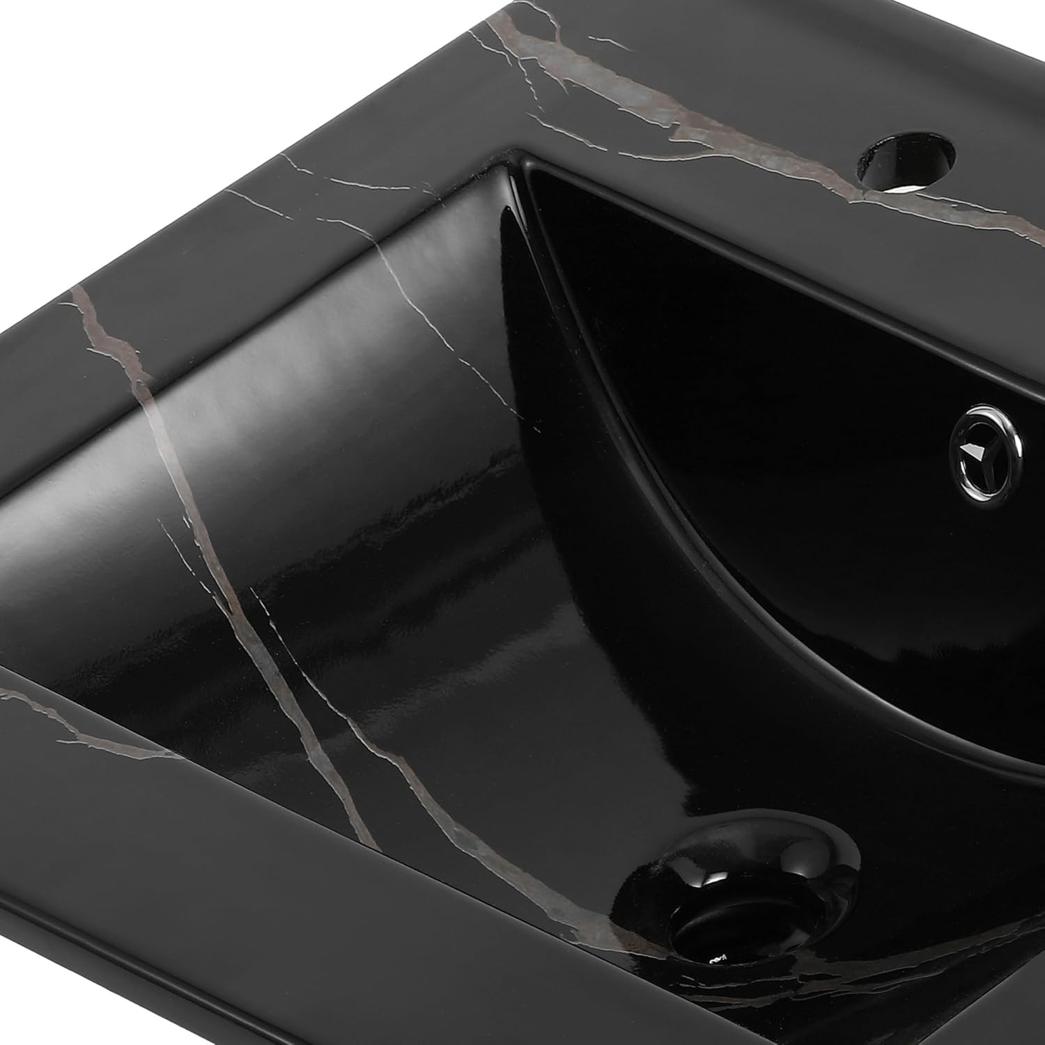 Elegant 20″ Rectangular Black Marble Ceramic Vanity Sink Top – Timeless Design