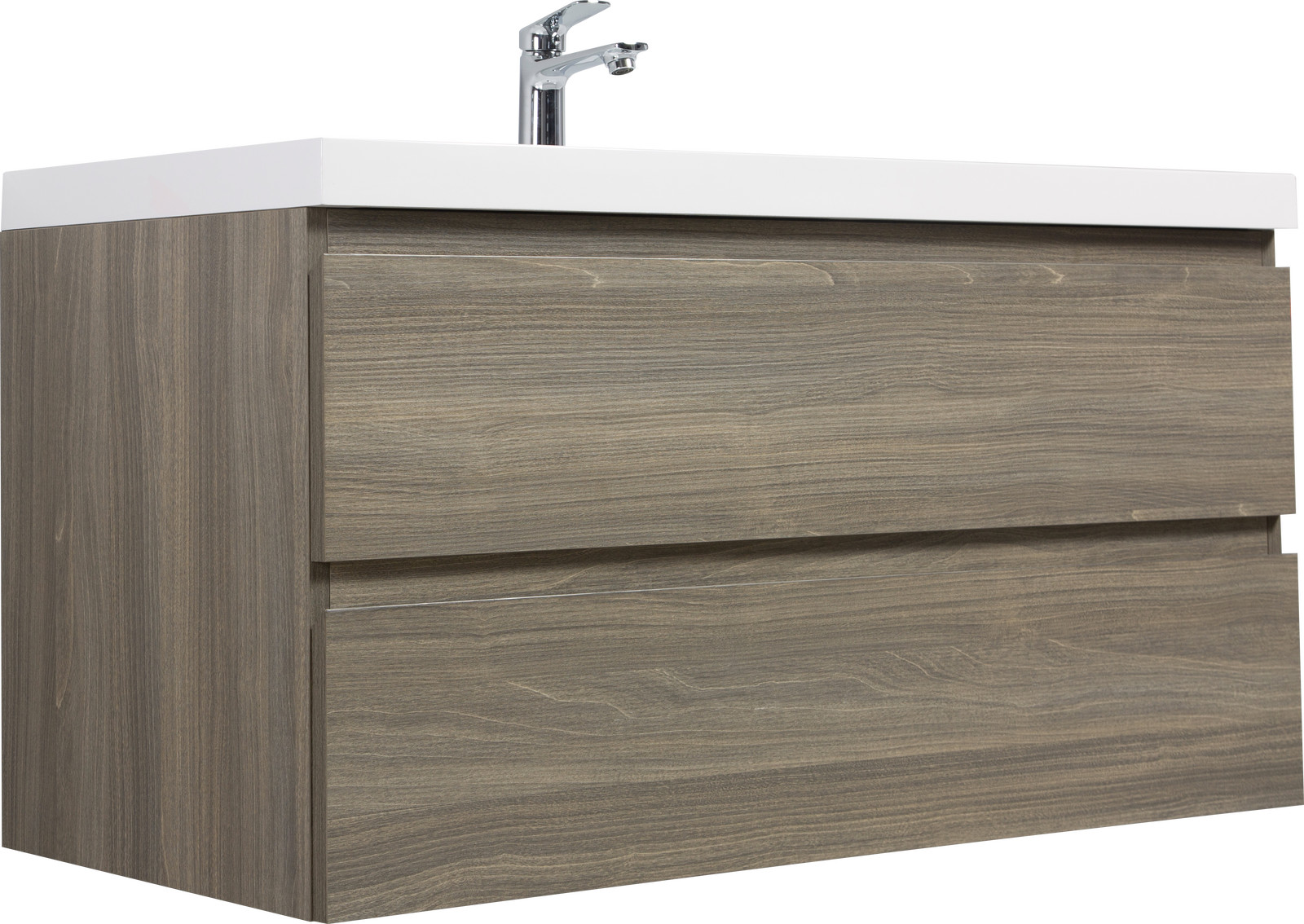 42″Floating Wall Mounted Bathroom Vanity Cabinet +Resin Basin Sink 2Drawers Gray