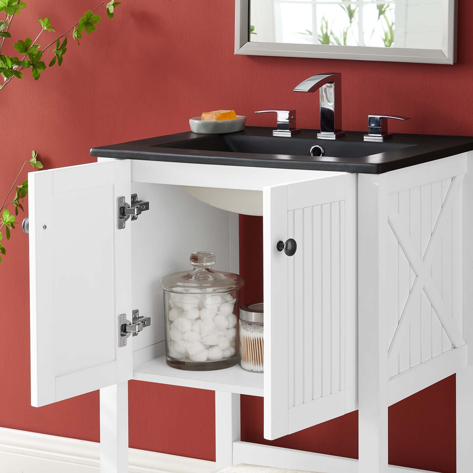 Modway Steam 24″ Bathroom Vanity With Sink in White Black