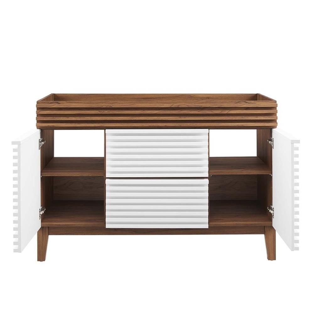 Modway Render 47″ Plastic and Wood Bathroom Vanity Cabinet in White/Walnut