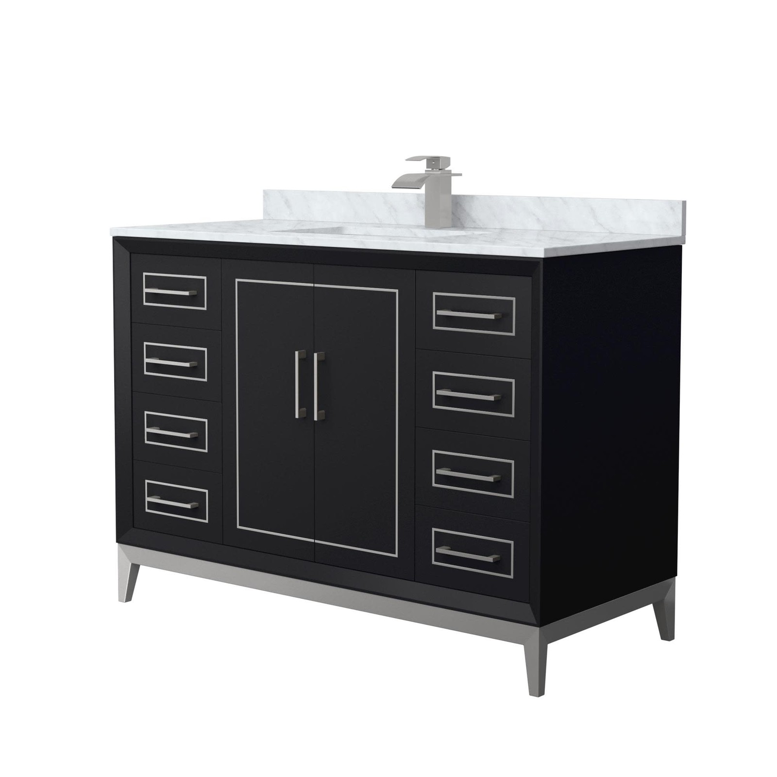 Wyndham Collection WCH515148S-NAT-UNSMXX Marlena 48″ – Black / Brushed Nickel