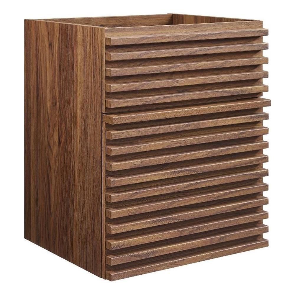 Modway Render 17″ MDF Wood Wall-Mount Bathroom Vanity Cabinet in Walnut