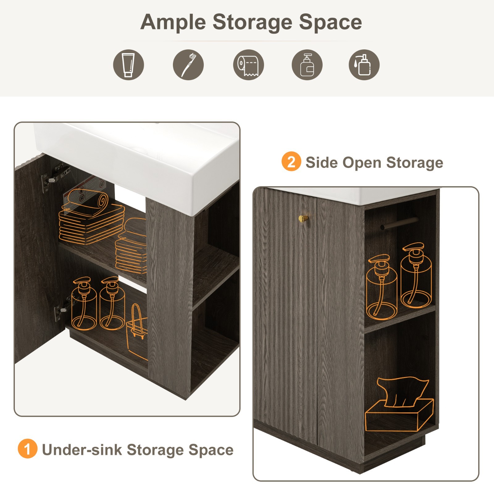 21.6″ bathroom vanity w/ceramic sink,freestanding left door storage cabinet