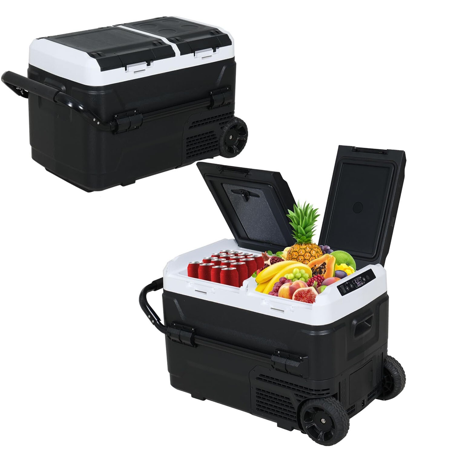 12V Portable Car Refrigerator Dual Zone 42QT Freezer Electric Cooler Compressor