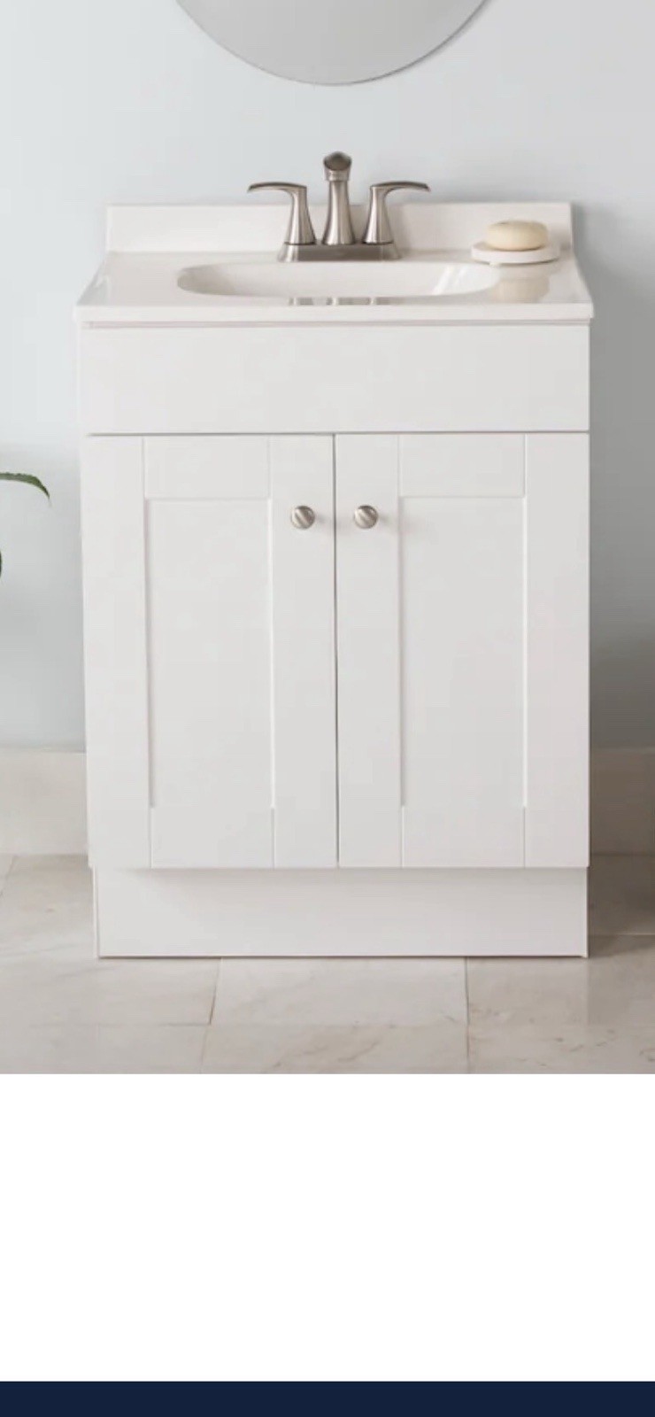 Richmond 24 in. White Bathroom Vanity Cabinet With Cultured Marble Top 2 Door