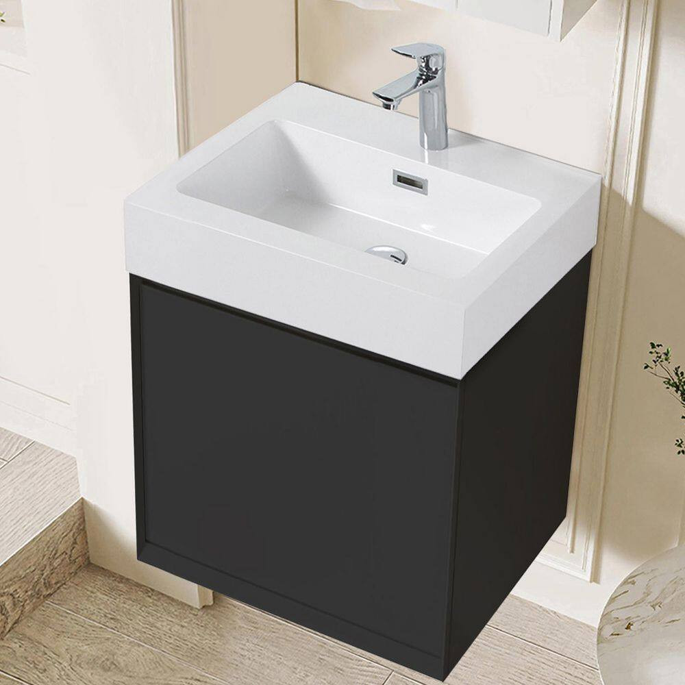 24 In. Drop-In Rectangular Bathroom Sink in White Solid Surface Vanity Top