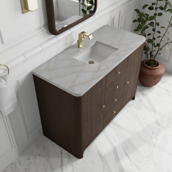 48″ James Martin Gracyn D125-V48-SBL-3VSL Vanity Cabinet Victorian Silver Top