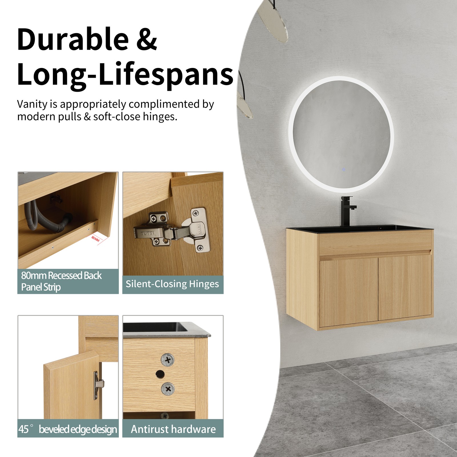 28″ Wall Mounted Bathroom Vanity/ Laundry Utility Cabinet Stainless Steel Sink