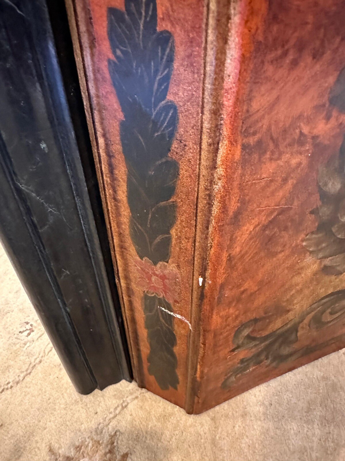 Hand Made Maitland -Smith Bathroom Vanity, Black Marble Top & Hand Painted Body
