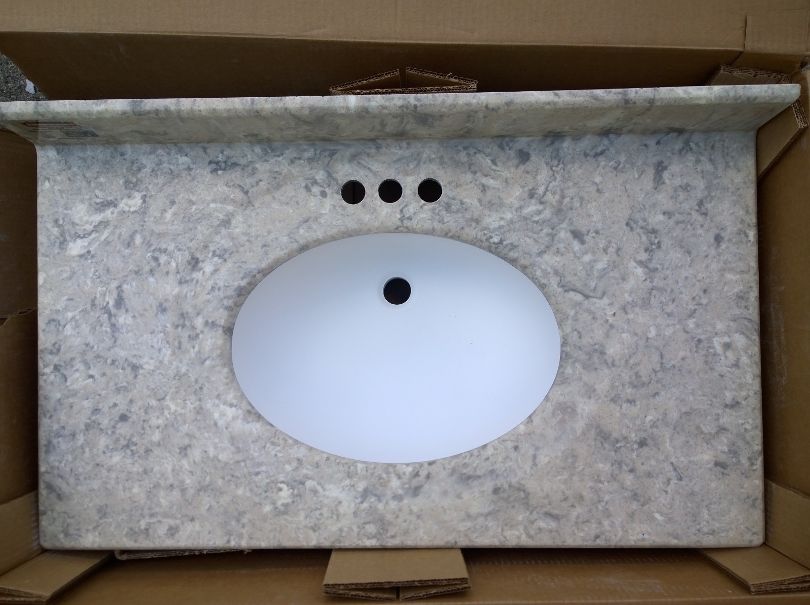 NIB Bathroom Premium CULTURED River-Bottom GRANITE Vanity Cabinet Top SINK 37×22