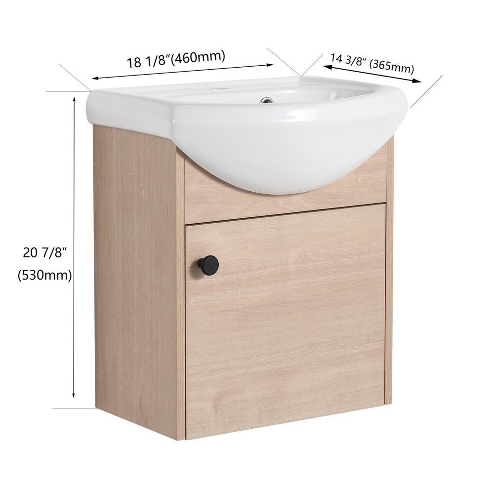 Sturdy and Durable Small Size 18 Inch Vanity With Ceramic Sink Wall Mounting