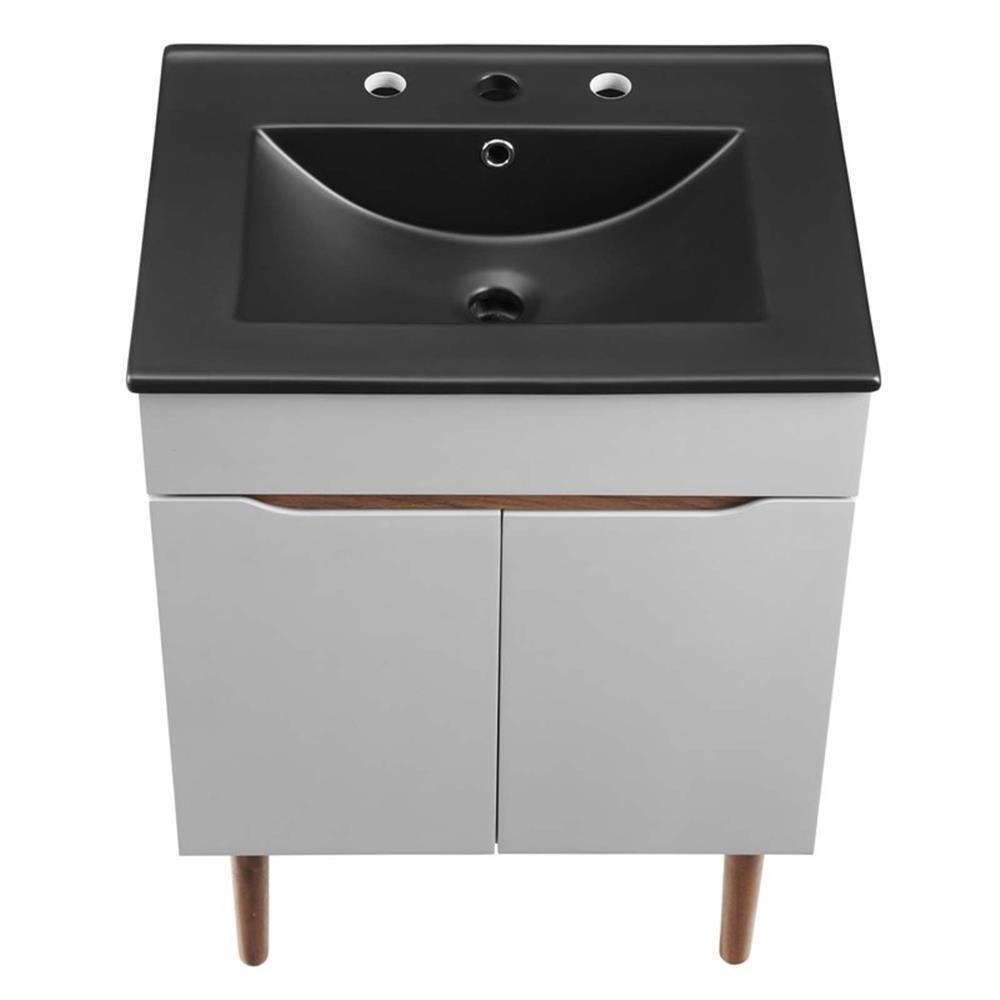 Modway Harvest 24″ Modern Wood/Ceramic Bathroom Vanity in Gray