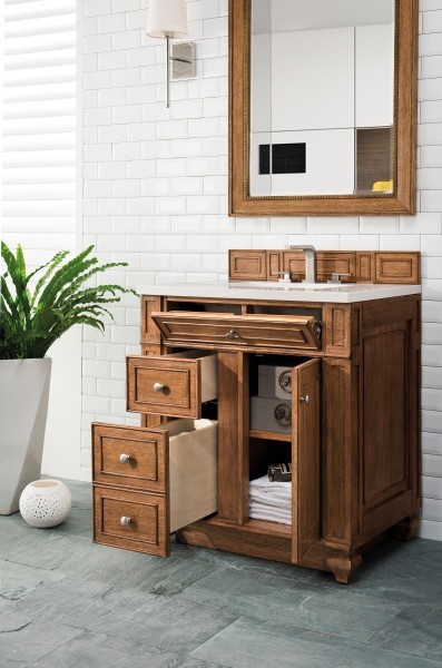 30″ James Martin Bristol 157-V30-SBR-3WZ Vanity Cabinet White Zeus Silestone Top