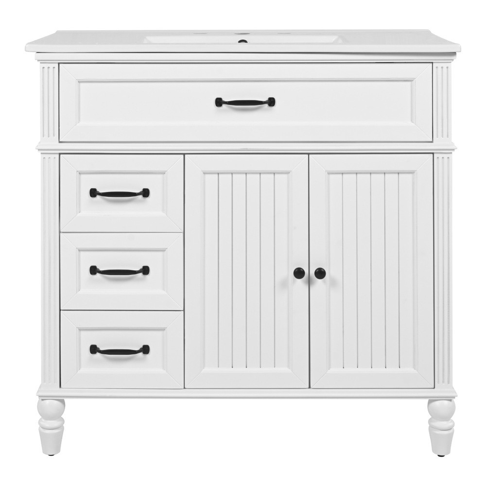 36″ Bathroom Vanity with Sink, Bathroom Cabinet with Drawers, Solid Frame