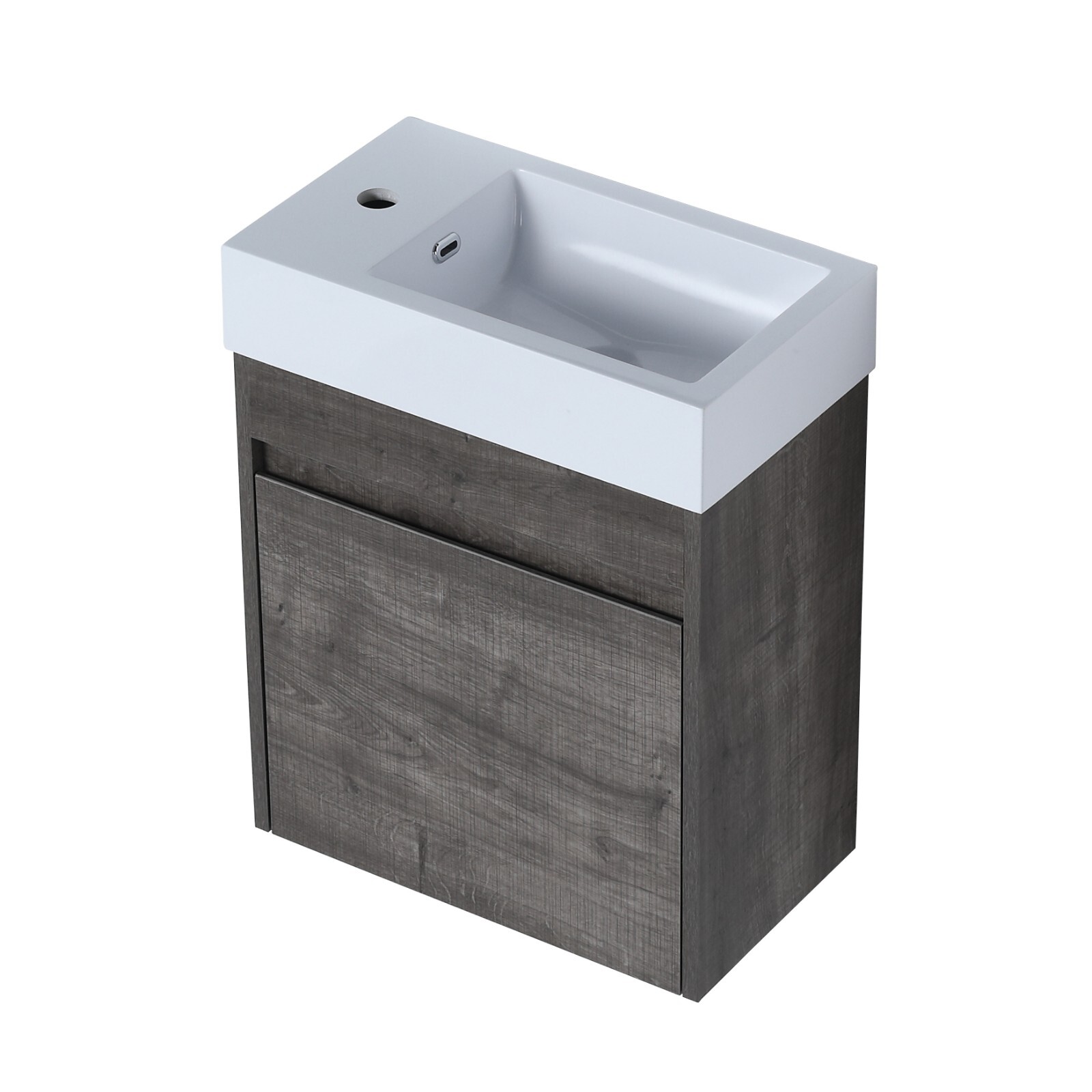 18” Floating Wall-Mounted Bathroom Vanity with White Resin Sink & Soft-Close