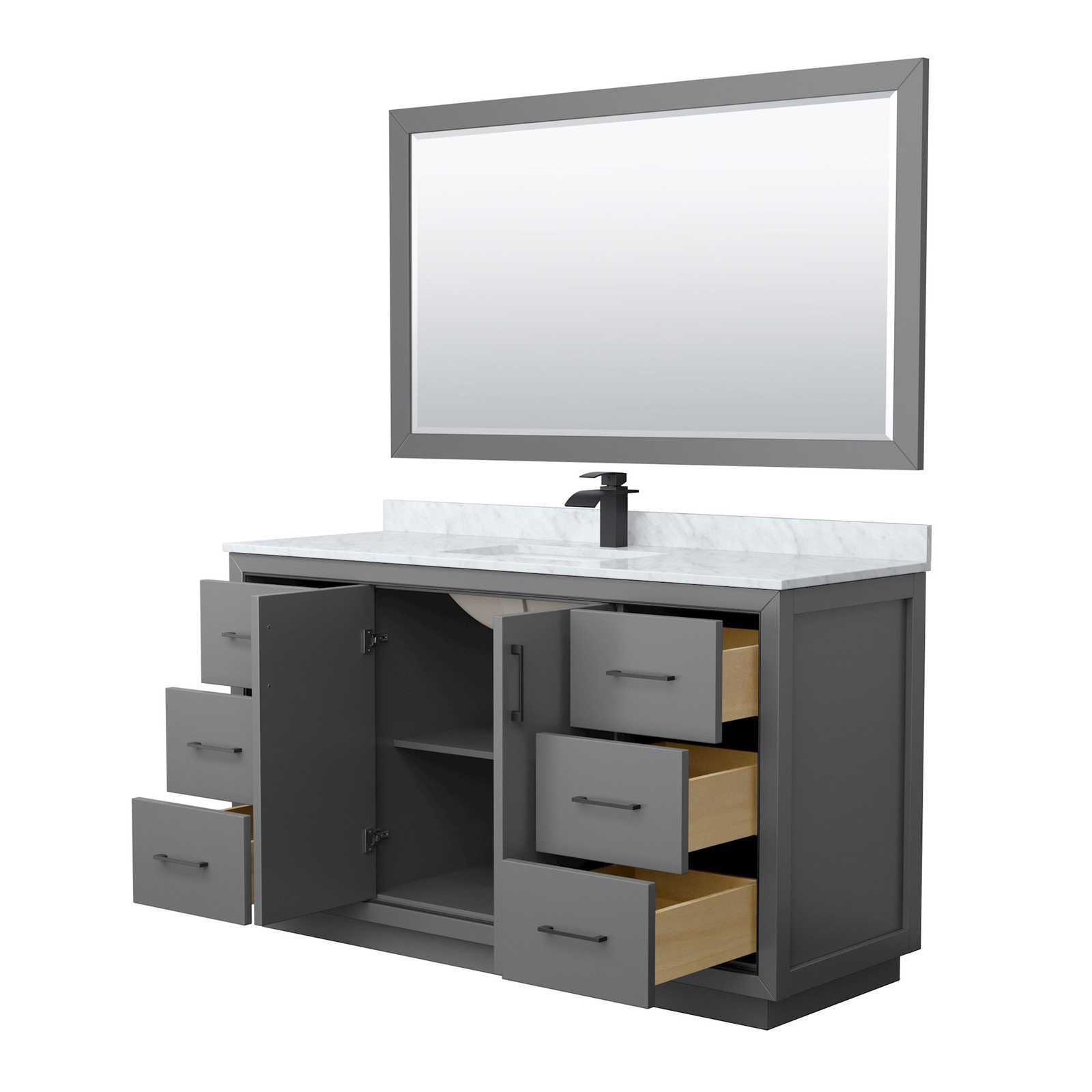 Wyndham Collection WCF1111-60S-NAT-M58 Icon 60″ – Dark Gray / Brushed Nickel