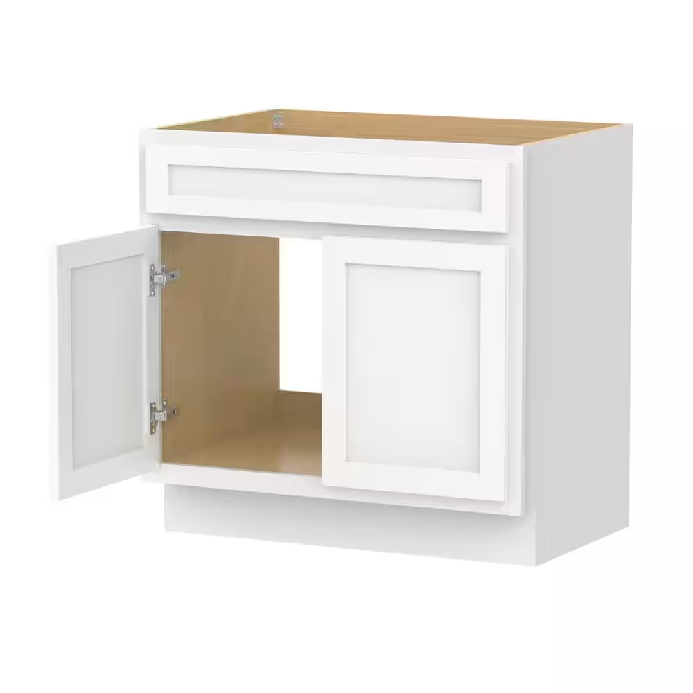30 In. W X 21 In. D X 32.5 In. H 2-Doors Bath Vanity Cabinet Only in White (Unas