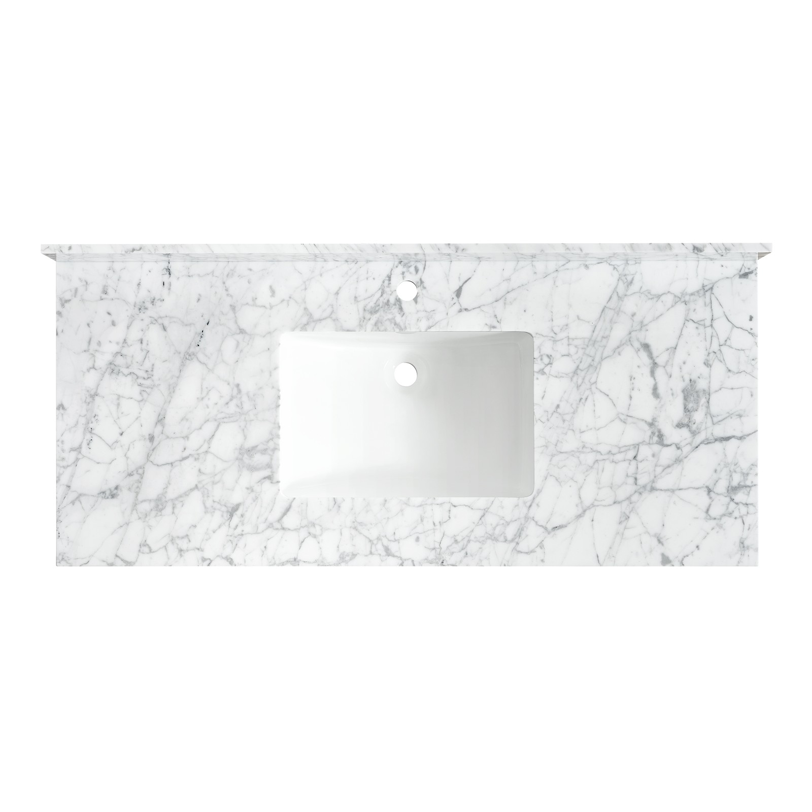 Zevio 49″W x 22″D Natural Marble Vanity Top in Carrara White with Ceramic Sink