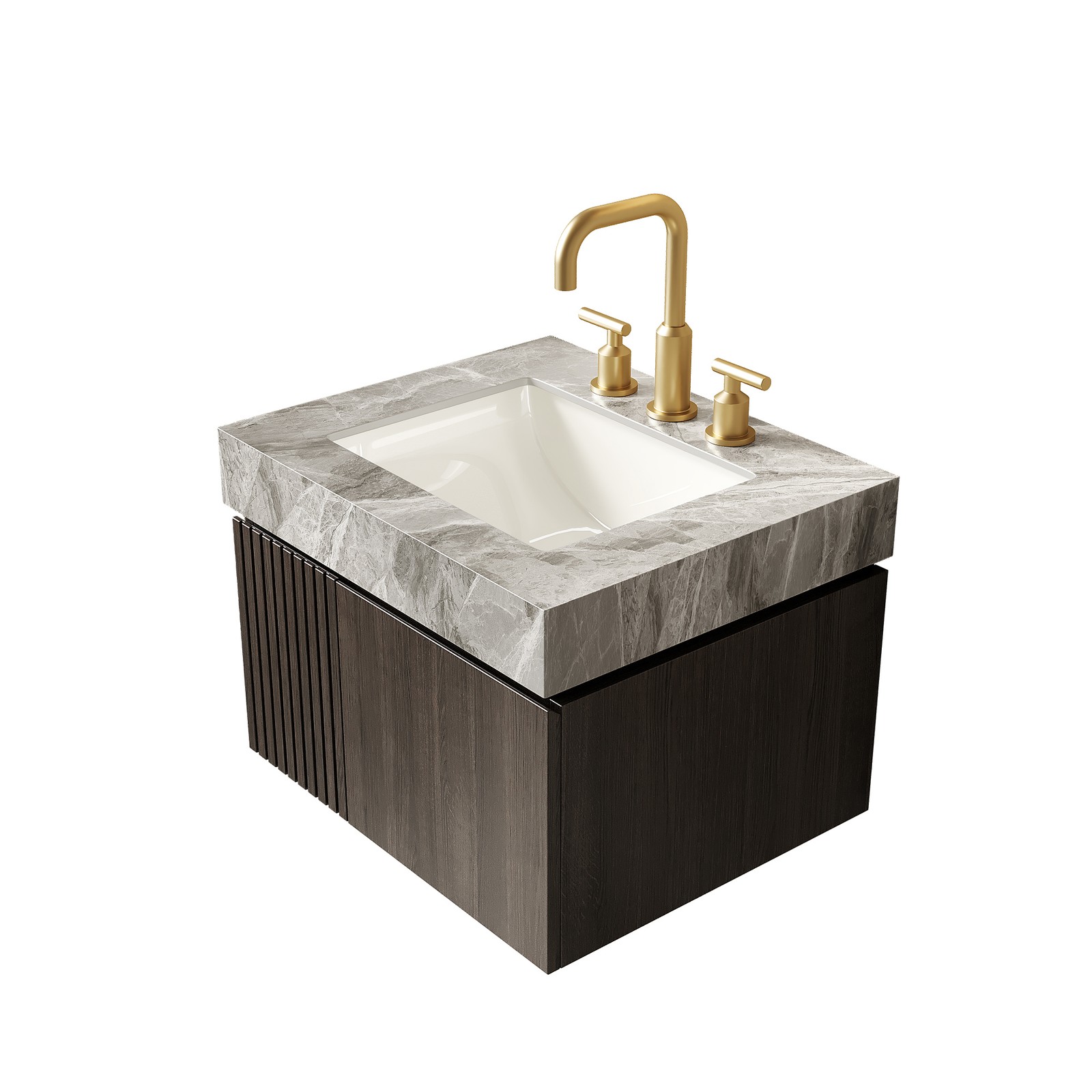 24″ Light Gray Sintered Stone Vanity Top with Undermount Ceramic Basin