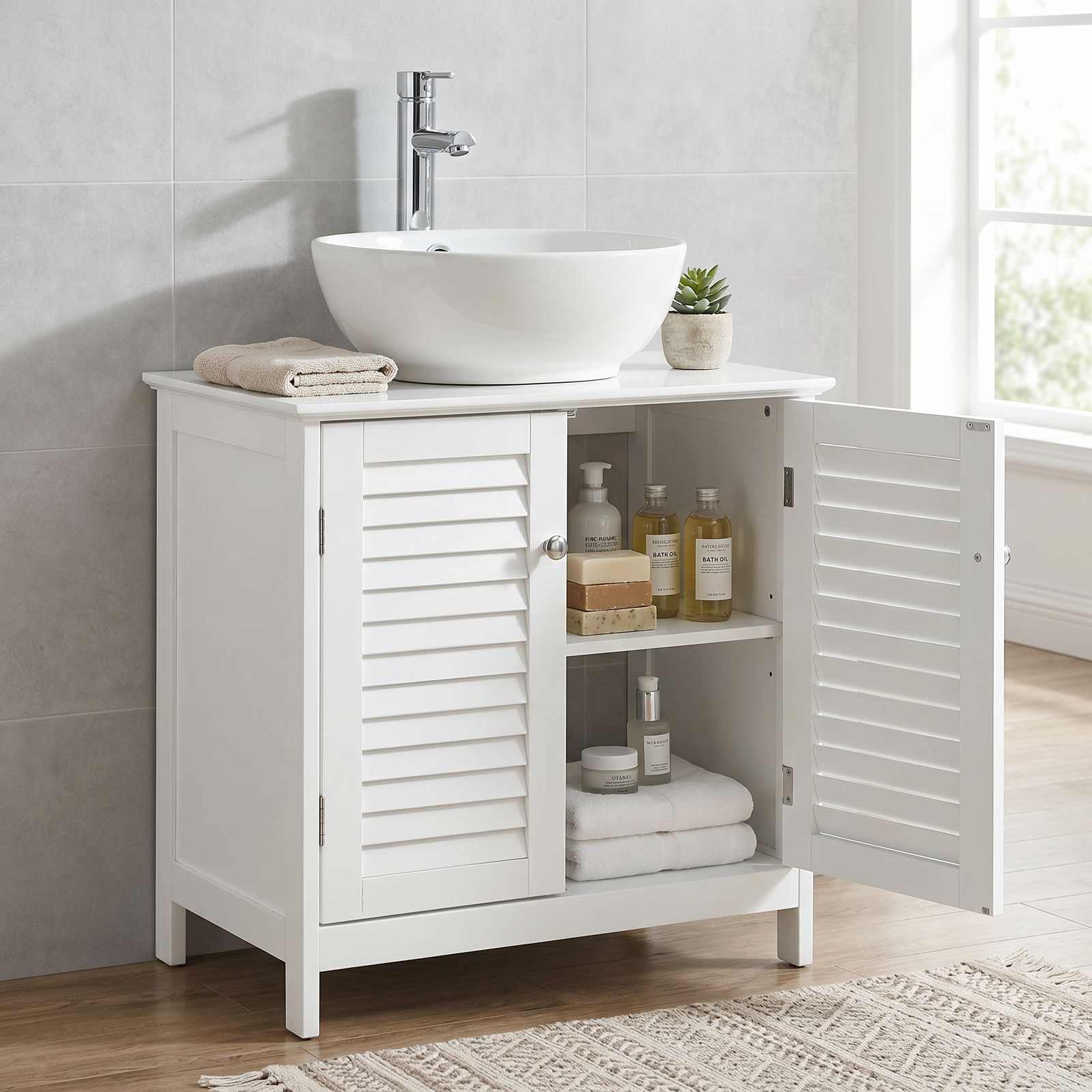 Bathroom Vanity Closed Storage Freestanding Wood Cabinet Under Sink Space