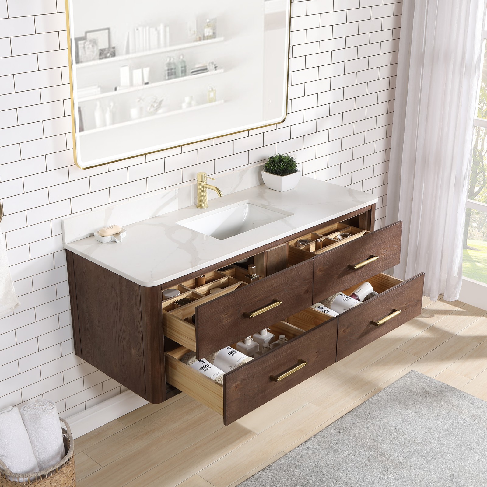 Miseno MV-706655 Cristo 54″ Wall Mounted Single Basin Vanity Set – Aged Dark