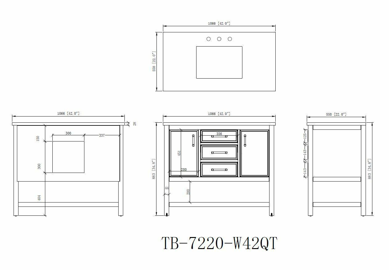 42 inch Navy Blue Color Finish Single Sink Bathroom Vanity – Felton 7220NB