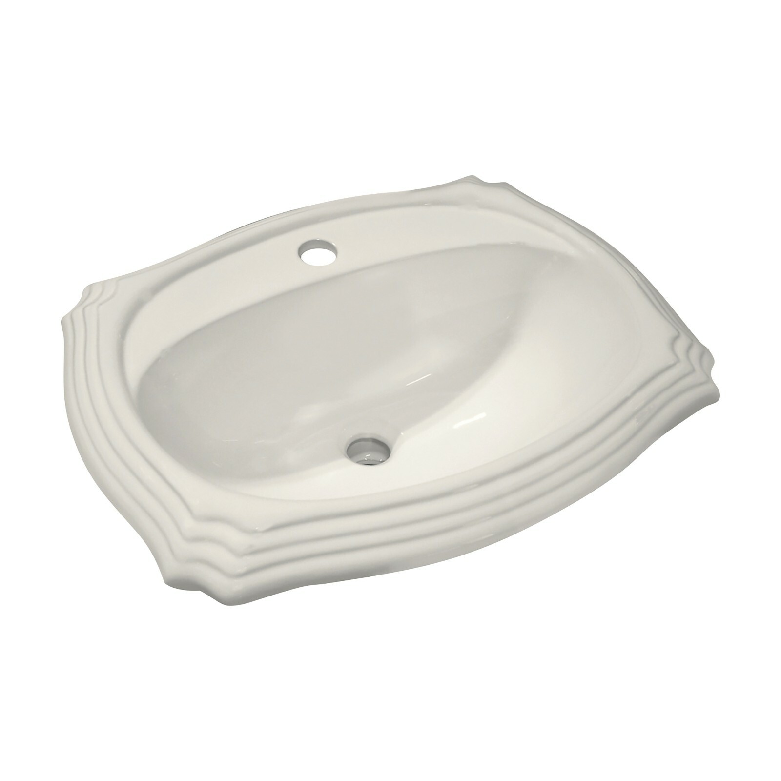 Rok Crater Oval Drop-In Bathroom Vanity Sink 22″ X 18-1/8″ Ivory Porcelain