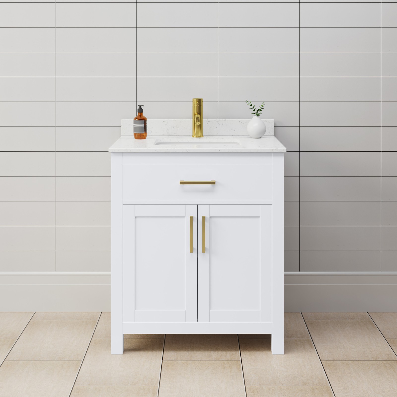 Wyndham Collection WCG242430S-UNSMXX Beckett 30″ – White / Carrara Cultured
