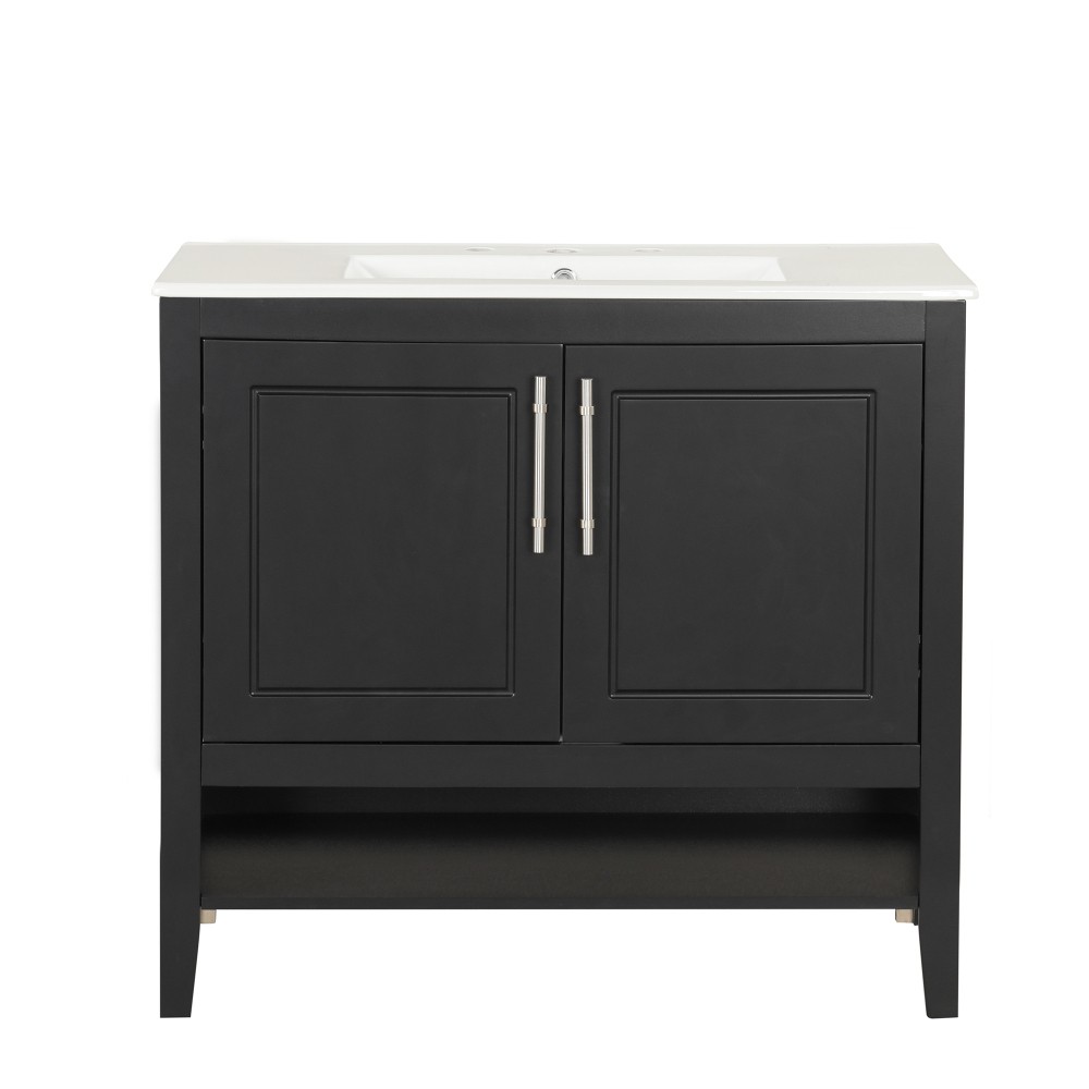 36 Inch Bathroom Vanity with Ceramic Sink Freestanding Bathroom Storage Cabinet