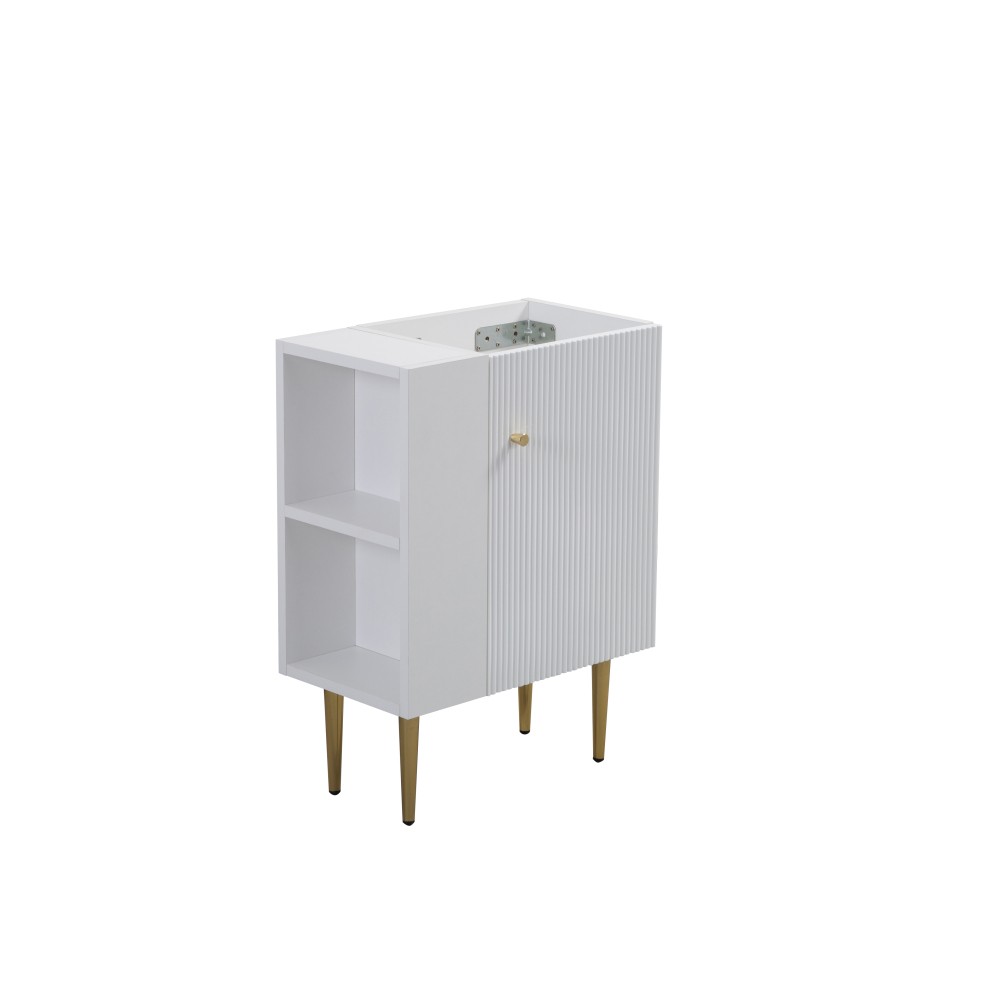 21.6″ Bathroom Vanity Base, Soft-Close Doors, Gray, Solid Wood, Open Shelf