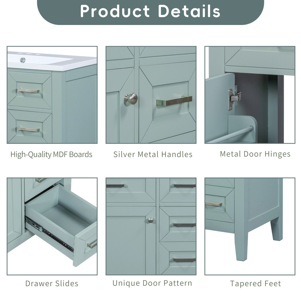 Vanity with Three Sliding Drawers and Shelves For Bathrooms Without Sinks