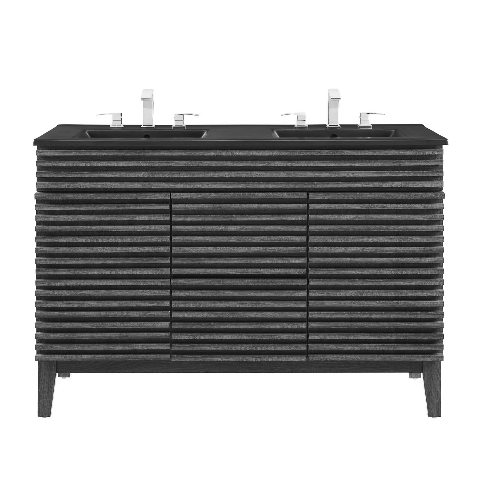 Modway Render 47.5″ MDF Wood Double Sink Bathroom Vanity in Charcoal/Black
