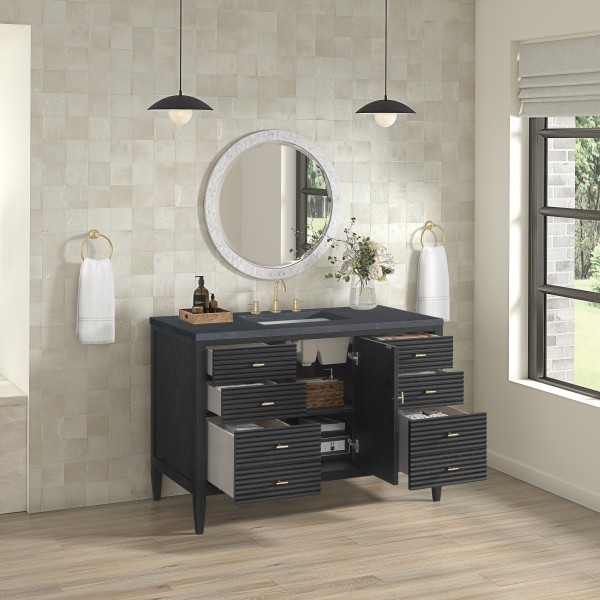 48″ James Martin Myrrin 485-V48-CBO-3CSP Vanity Cabinet Charcoal Soapstone Top