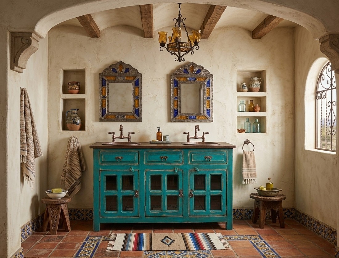 Abbot Rustic Turquoise Bathroom Vanity