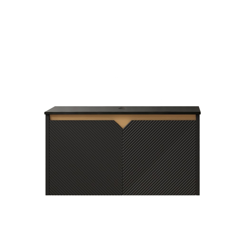 Wall-mounted bathroom cabinet Plywood cabinet body W sintered stone countertop