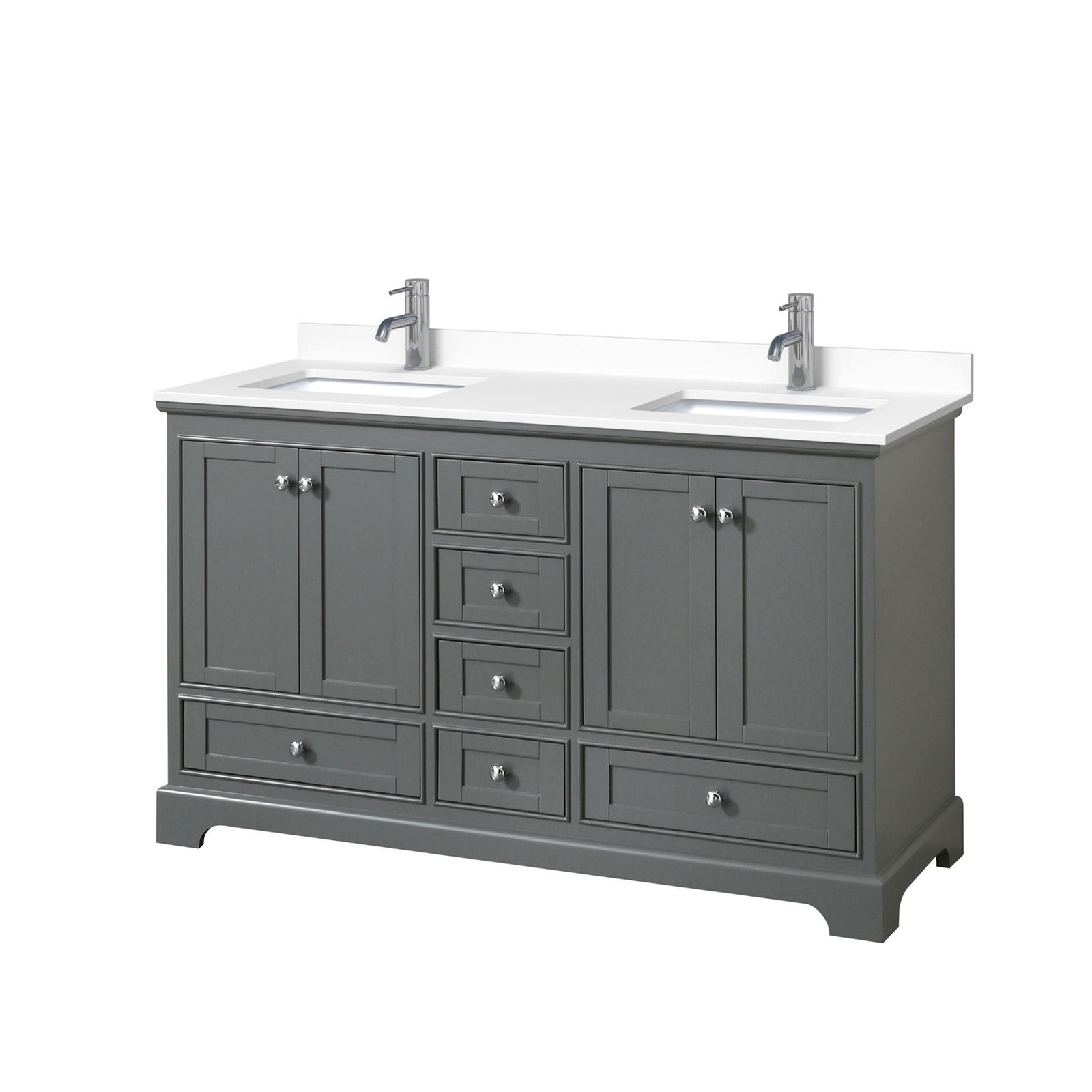 Wyndham Collection WCS202060D-VCA-MXX Deborah 60″ – Dark Gray / White Cultured