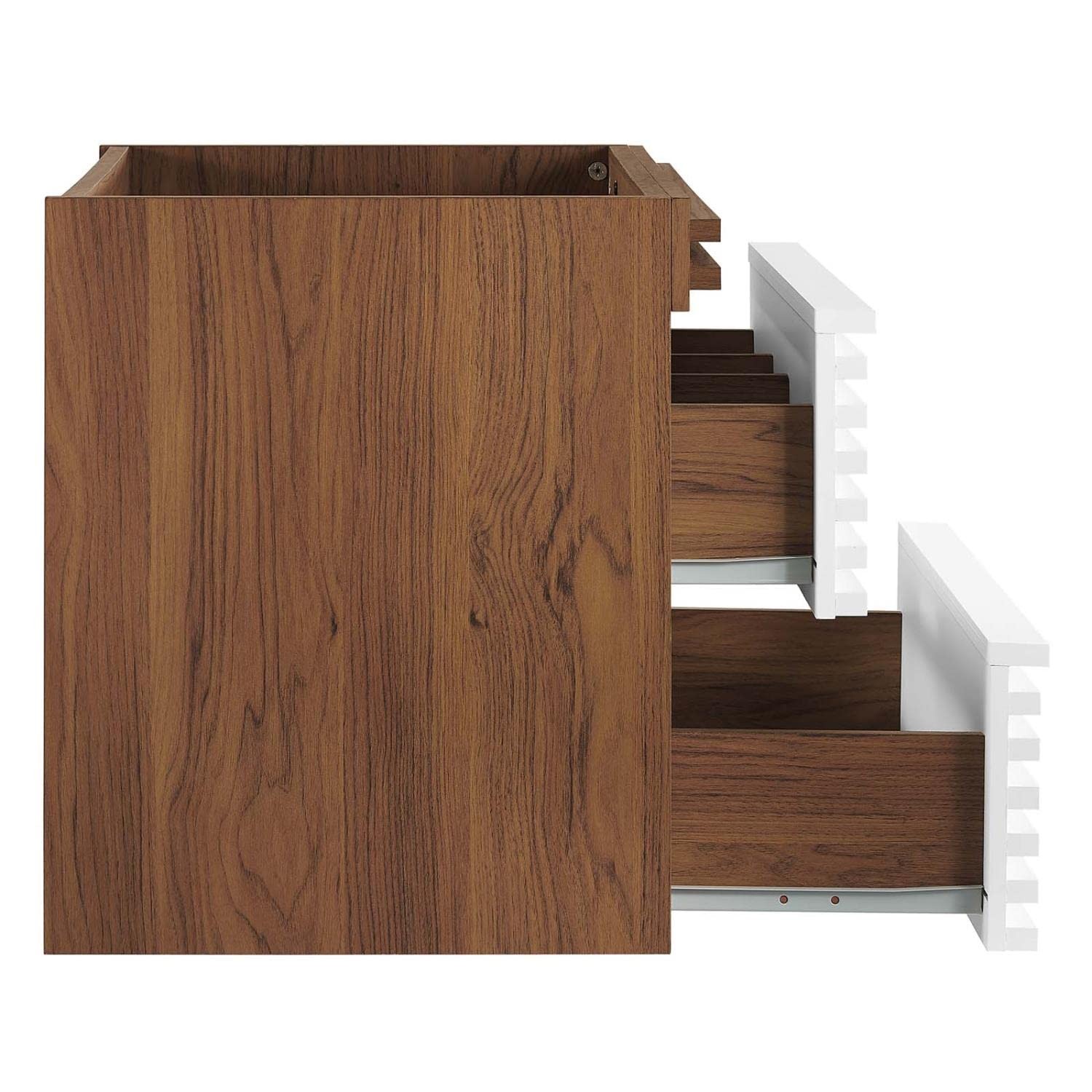 Modway Render 23.5″ MDF Wood Wall-Mount Bathroom Vanity Cabinet in White/Walnut