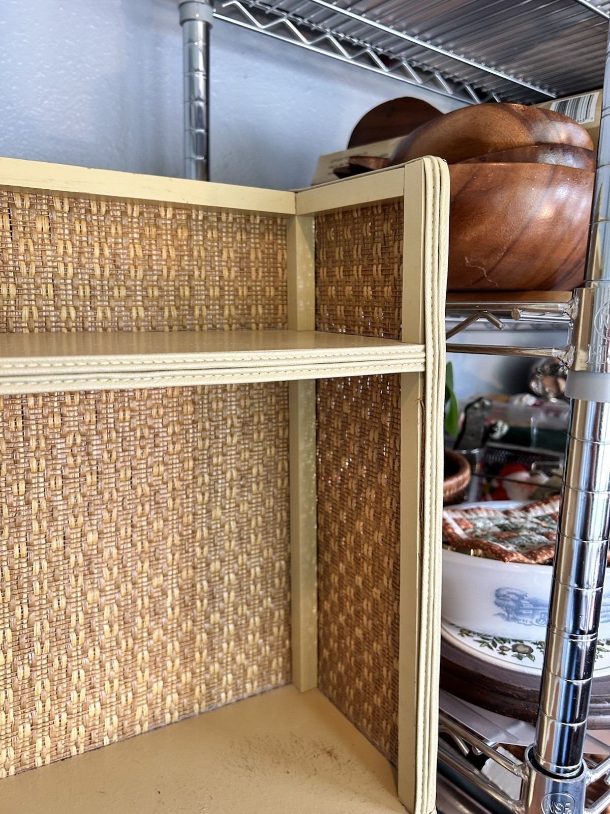 Vintage Mid Century Brown Ratten Vanity Shelf-Tabletop Or Wall