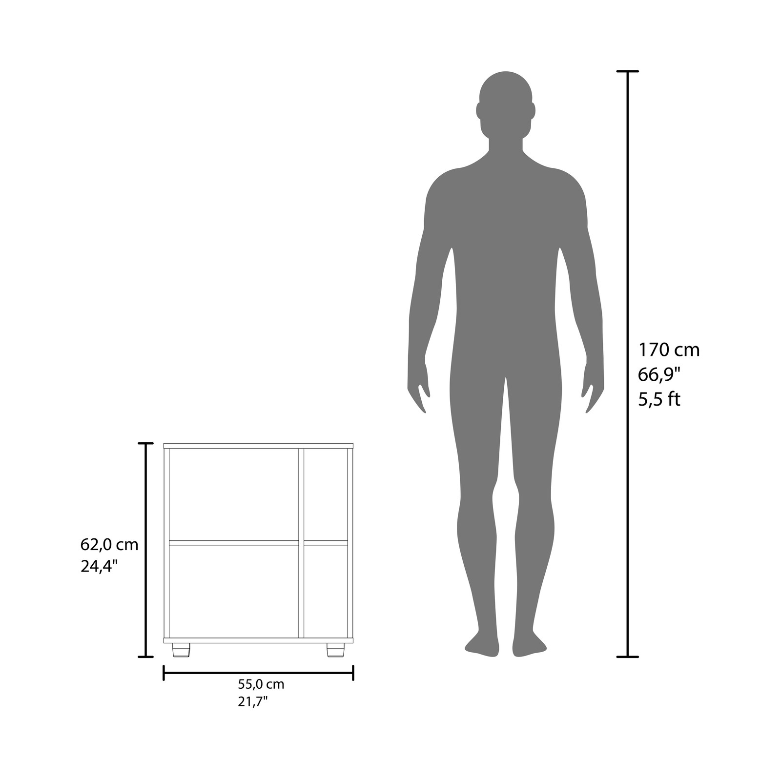 Under Sink Cabinet with Two Side Shelves, Double Doors, 22″ Freestanding