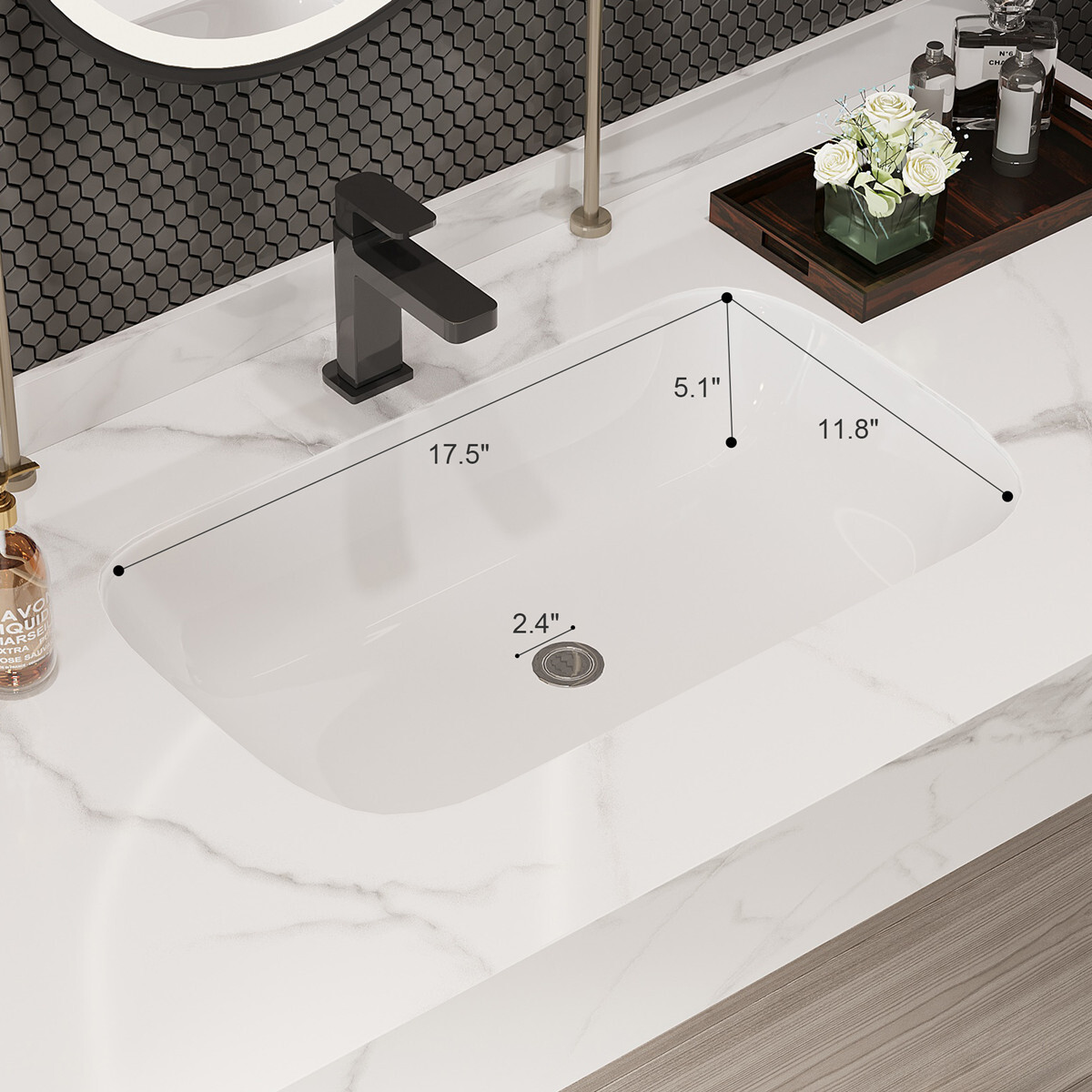 39.4″ Wall Mounted Bathroom Vanity w/ Sink, Floating Vanity Cabinet, 2 Drawers