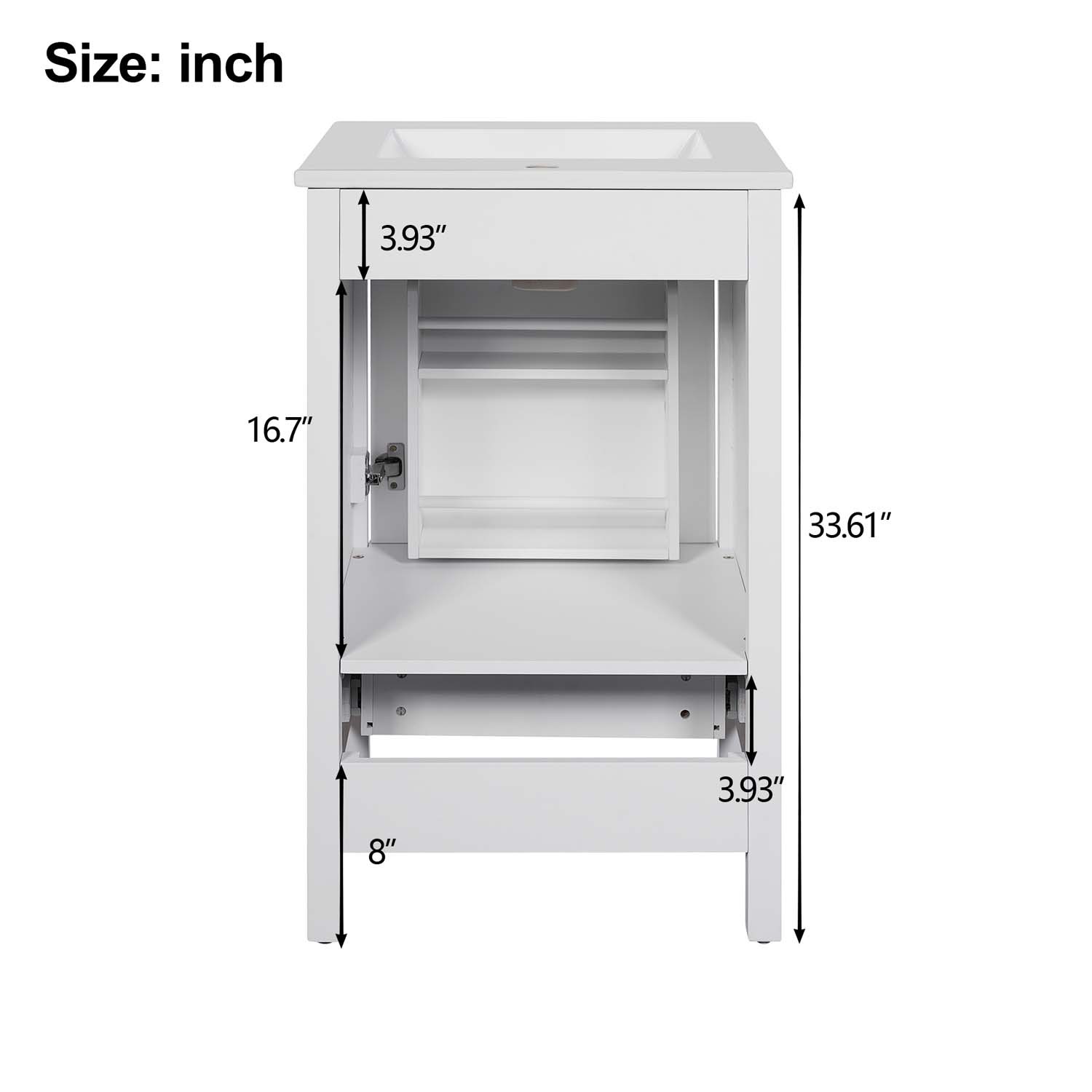 20″ Small Bathroom Vanity Ceramic Sink Combo Soft Close Storage Cabinet White