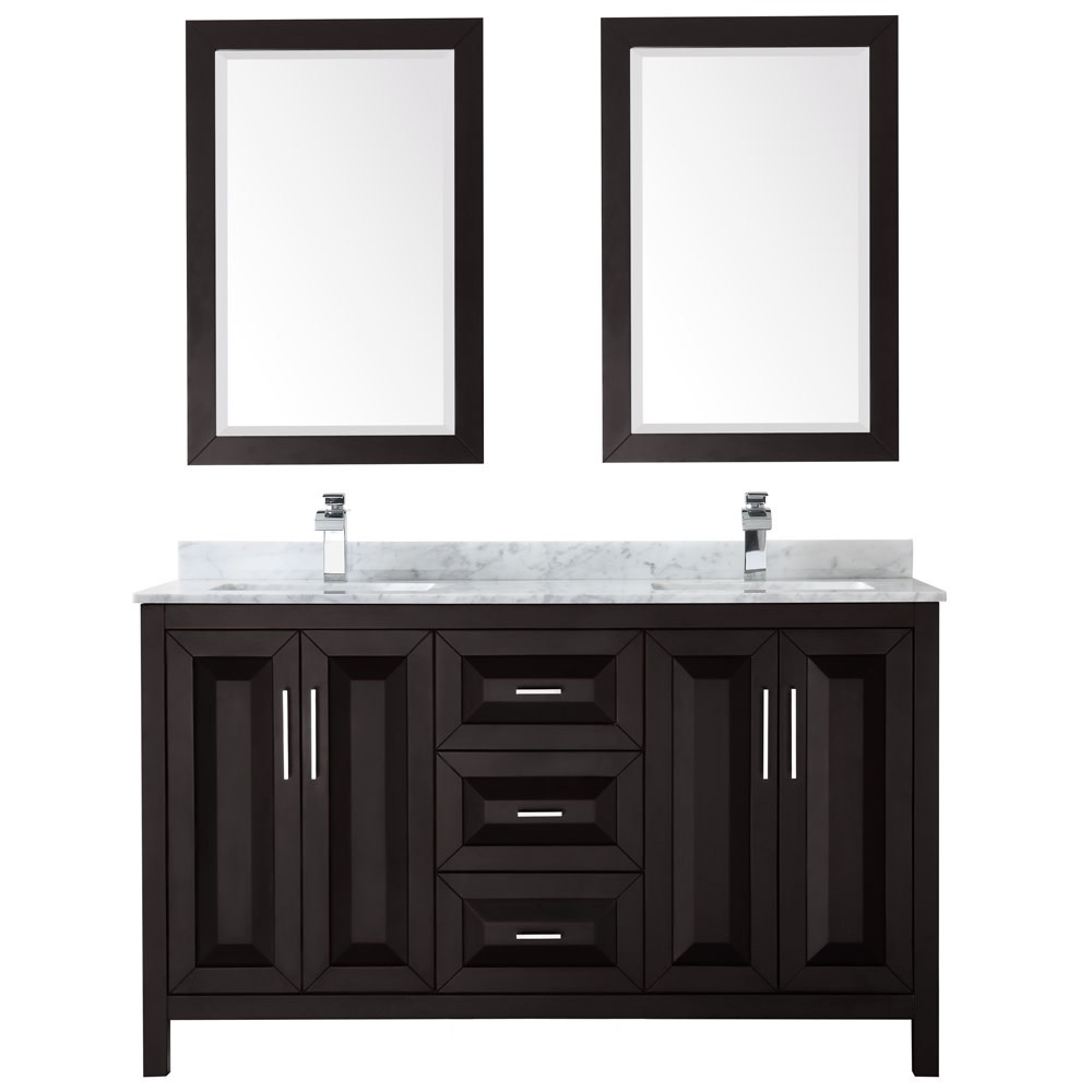 Wyndham Collection WCV252560DUNSM24 Daria 60″ – Dark Gray / White Carrara Marble