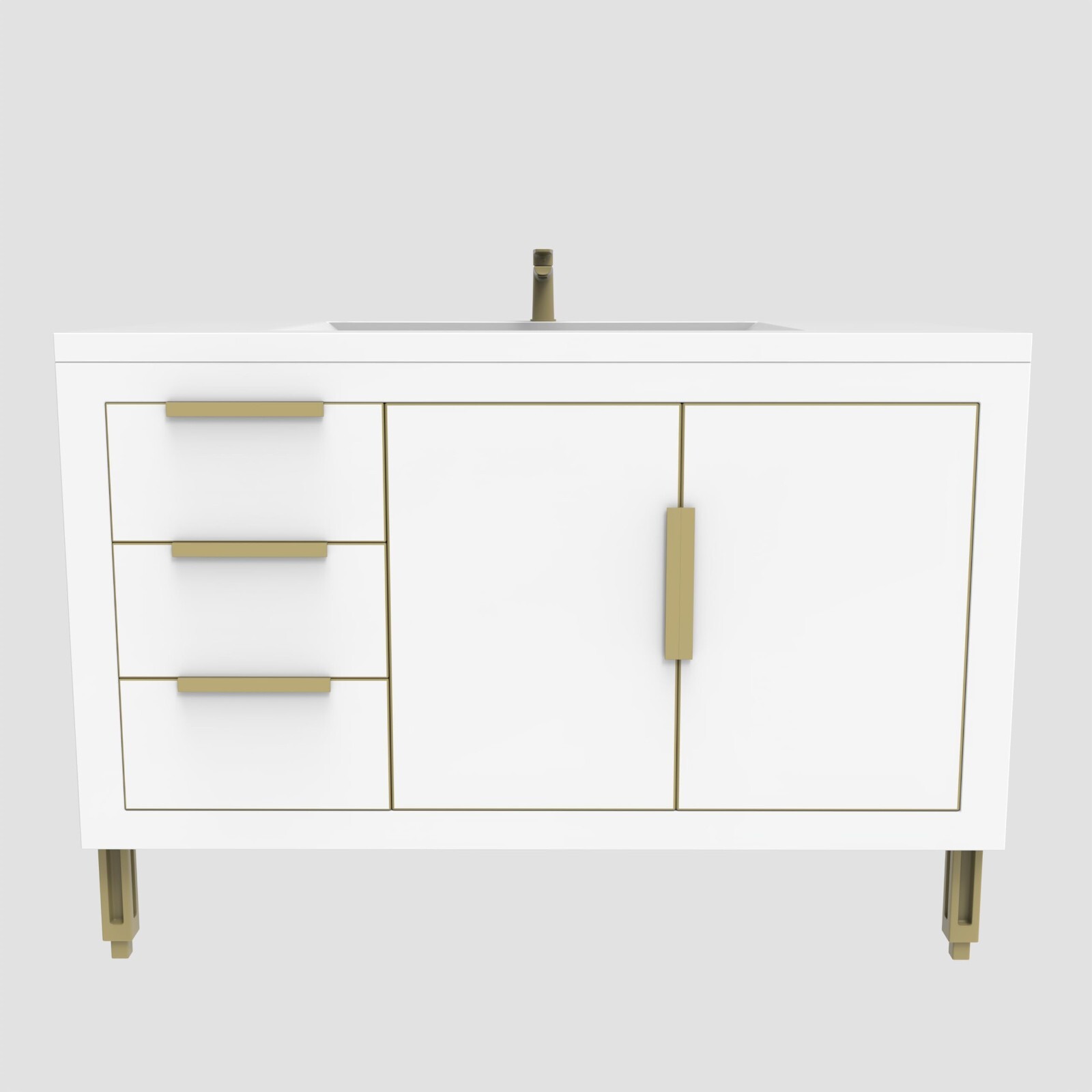 36″ Bathroom Vanity Cabinet with Acrylic Sink, Aluminum Alloy Frame, 3 Drawers