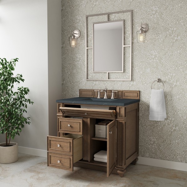36″ James Martin Bristol 157-V36-SBR-3CSP Vanity Cabinet Charcoal Soapstone Top