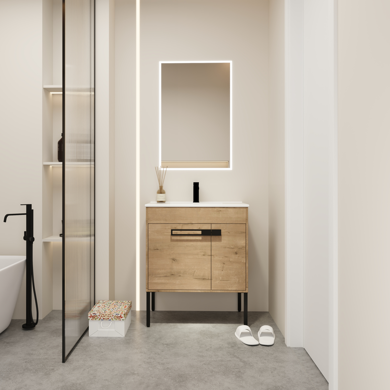 30×18 Inch Modern Wooden Bathroom Vanity With Ceramic Sink Freestanding/Floating