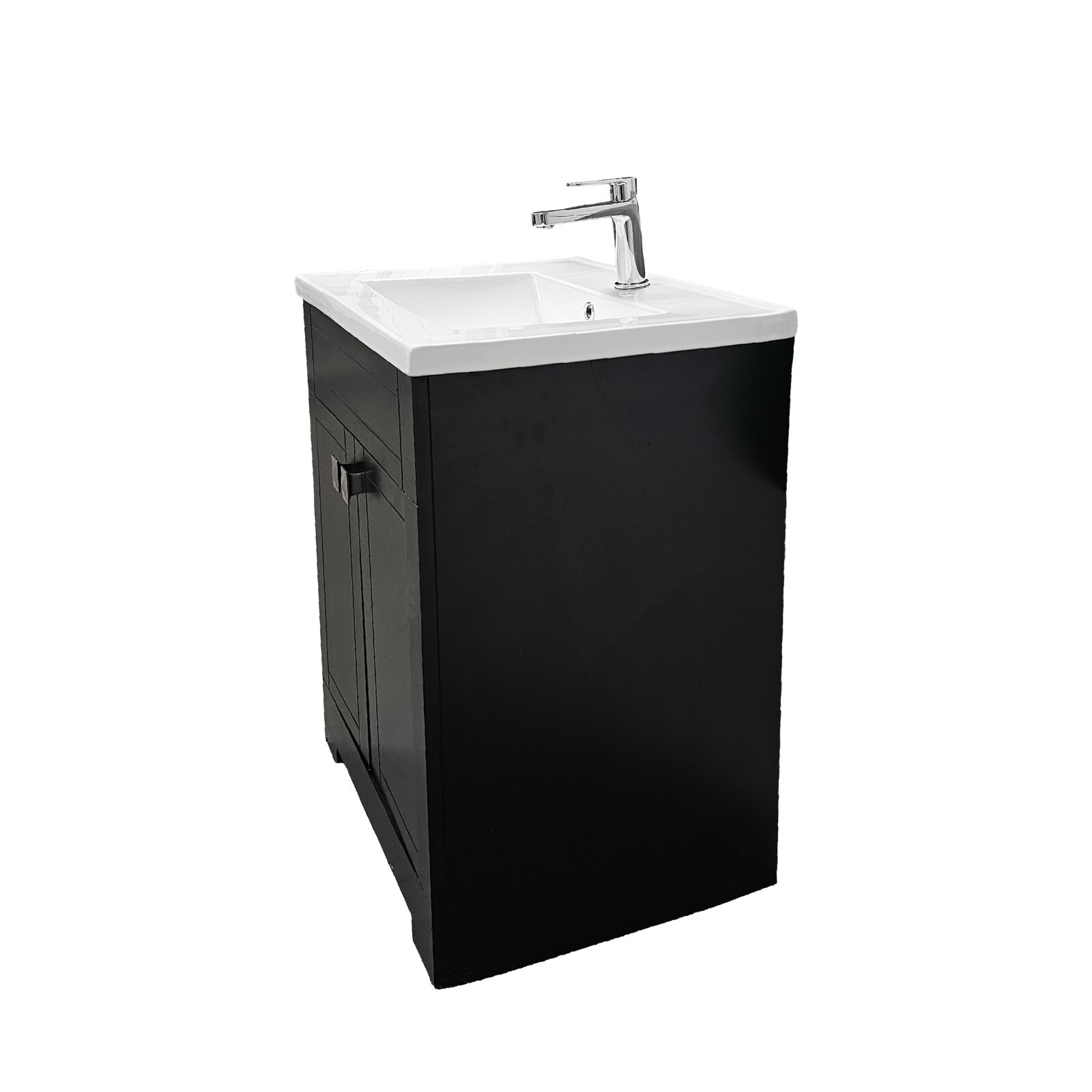 Trenta 24″ W x 19″ D x 33″ H Vanity in Black with White Ceramic Vanity Top