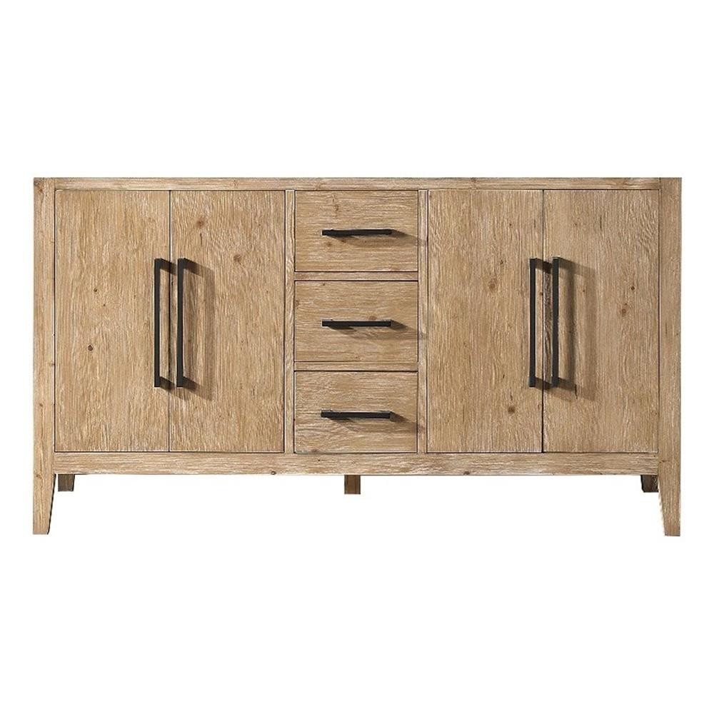 Laurel 60″ Wood Vanity Base in Weathered Fir without Top and Sink no Mirror