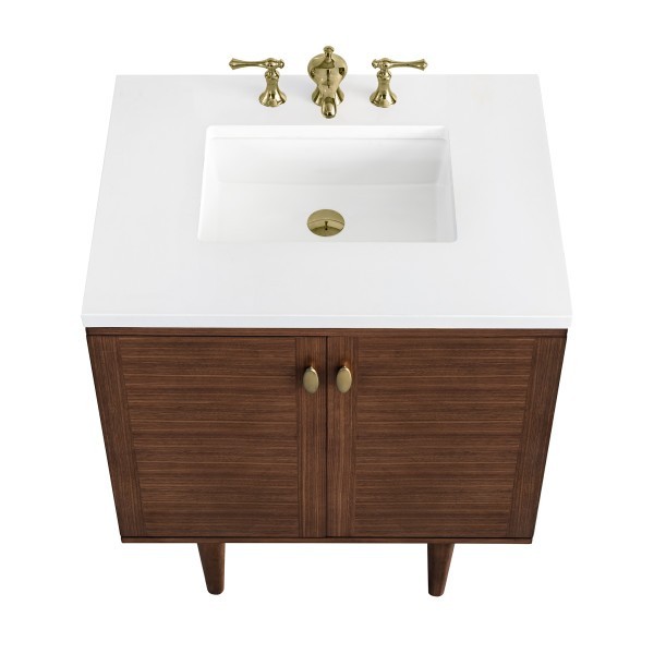 30″ James Martin Amberly 670-V30-WLT-3WZ Vanity Cabinet White Zeus Top
