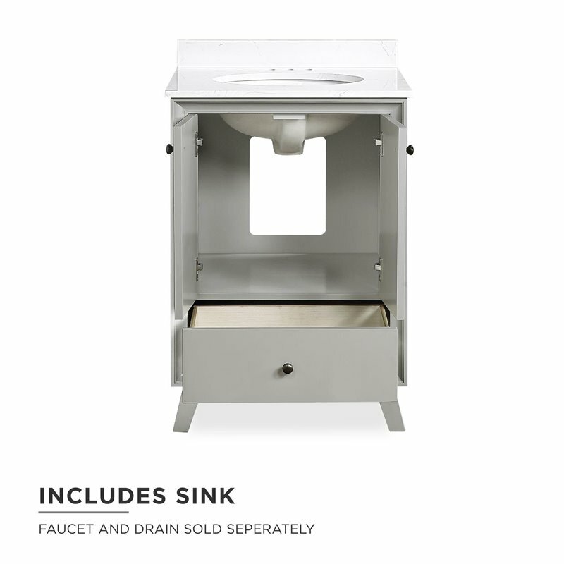 Pemberly Row 24″ Inch Bathroom Vanity with Sink in Gray